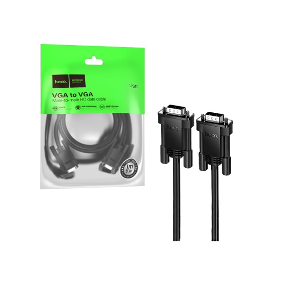Hoco US11 VGA Cable for Computer 2M Black Hoco US11 VGA Cable for Computer 2M Black